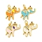Brass Micro Pave Clear Cubic Zirconia Pendants, with Enamel, Cadmium Free & Nickel Free & Lead Free, Real 18K Gold Plated, Elephant, Mixed Color, 15x17x2mm, Hole: 3mm