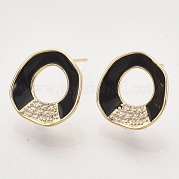 Латунные серьги-гвоздики из циркония KK-T054-36G-01-NF