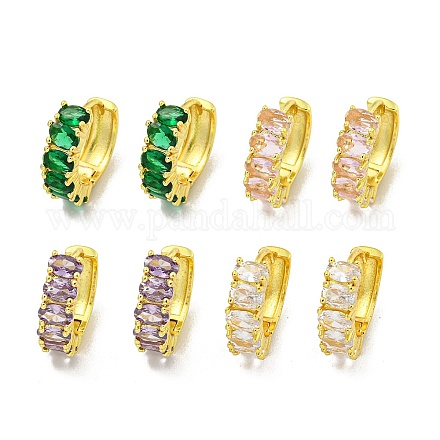 Серьги-кольца из латуни с микропаве из кубического циркония EJEW-C088-35G-1
