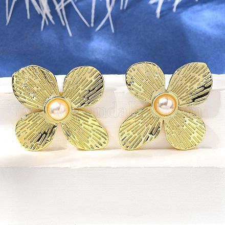 Серьги-гвоздики из латуни с цветком EJEW-F358-03C-G-1
