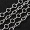 Brass Handmade Chains Mother-son Chains, Unwelded, with Spool, Silver Color Plated,  Mother Link: 6mm in diameter,  1mm thick, Son Link: 1mm wide,  5.5mm long,  2.5mm thick, about 32.8 Feet(10m)/roll