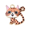Alloy Enamel Pendants, Cat Shape Charms, Chocolate, 24.5x21.5x2mm, Hole: 2.5mm