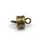 Column Brass Magnetic Clasps with Loops, Lead Free & Nickel Free & Cadmium Free, Antique Bronze, 11x6mm, Hole: 2mm