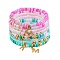 Polymer Clay Heishi Beads Stretch Bracelets Sets, Stackable Bracelets, with Synthetic Hematite Beads, Brass Round Beads and 304 Stainless Steel Pendants, Mixed Color, Inner Diameter: 2-1/4 inch(5.55cm), 8pcs/bag