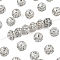Brass Crystal Rhinestone Beads, Grade A, Barrel, Silver, 9x10mm, Hole: 1.5mm