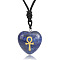 Natural Lapis Lazuli Heart Engraved AnKh Cross Pendant Personalized DIY Necklaces
