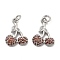 Brass Micro Pave Cubic Zirconia Pendants, Cadmium Free & Nickel Free & Lead Free, Cherry Charms, with Jump Ring, Platinum, 17x12.5x3.5mm, Hole: 3mm