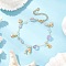 Natural Amethyst Link Bracelets for Women, Dolphin 304 Stainless Steel Charm Bracelets, 7-1/4 inch(18.3cm)