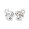 Brass Charms, Real Platinum Plated, Letter S, 12.5x9x4.5mm, hole: 2mm