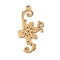 304 Stainless Steel Pendants, Flower Charm, Laser Cut, Ion Plating(IP), Real 18K Gold Plated, 35.5x19x1.5mm, Hole: 1.8mm