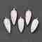 Natural Rose Quartz Pointed Pendants, with Platinum Brass Findings, Bullet, 32~33x12mm, Hole: 2.5x6mm
