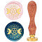 Brass Wax Seal Stamp with Wood Handle, for DIY Scrapbooking, Moon Pattern, 25mm