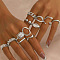 Alloy and Imitation Pearl Ring Set for Women, Mixed Shapes, Cuff Rings & Finger Rings, Silver, Inner Diameter: 17mm