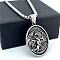 Nordic Viking Vintage Stainless Steel Oval with Dragon Pendant Necklaces for Unisex, Stainless Steel Color