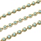 Brass Link Chains, with Enamel, Spool, Long-Lasting Plated, Unwelded, Flat Round, Golden, Deep Sky Blue, Links: 9x6x1.5mm