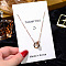 Alloy Crystal Rhinestone Pendant Necklaces for Women, Rose Gold, Ring, 17.72 inch(45cm)