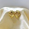 Fashionable Statement Style Heart Brass Stud Dangle Earrings for Women