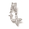 Brass Micro Pave Cubic Zirconia Pendants, Cadmium Free & Nickel Free & Lead Free, Flower Charms, Platinum, 27.5x8x7mm, Hole: 5x4mm