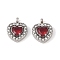 304 Stainless Steel Cubic Zirconia Pendants, with Rhinestone, Heart Charms, FireBrick, 12.5x10x3.5mm, Hole: 1.8mm