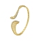 Snake Shape Brass Micro Pave Cubic Zirconia Cuff Bangles, Long-Lasting Plated, Lead Free & Cadmium Free, Real 18K Gold Plated, Inner Diameter: 2-1/4 inch(5.8cm)