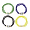 4Pcs 4 Color Glass Seed Triple Layer Stretch Bracelets Set with Lampwork Evil Eye Lampwork Beaded, Mixed Color, Inner Diameter: 2-1/4 inch(5.65cm), 1Pc/color