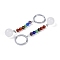 Natural Quartz Crystal Round Beaded Keychain, with Iron Rings, 95~96mm