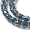 Electroplate Glass Beads, Full Rainbow Plated, Faceted Barrel, Dark Slate Gray, 10x10mm, Hole: 1mm