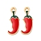 Alloy Enamel Pendants, Cinco De Mayo, Cadmium Free & Nickel Free & Lead Free, Rack Plating, Hot Pepper, 22x8.5x2.5mm, Hole: 1.8mm