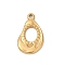 304 Stainless Steel Pendants, Ion Plating(IP), Teardrop Charm, Real 18K Gold Plated, 22x13.5x2mm, Hole: 1.6mm