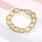 Brass Micro Pave Clear Cubic Zirconia Curb Chain Bracelets for Women, Lead Free & Cadmium Free, Rack Plating, Real 18K Gold Plated, 7-5/8 inch(19.5cm)
