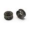 Brass Micro Pave Grade AAA Cubic Zirconia Bead Spacers, Cadmium Free & Nickel Free & Lead Free, Flat Round, Gunmetal, 6x3mm, Hole: 2mm