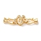 Flower Brass Micro Pave Clear Cubic Zirconia Fold Over Clasps, Cadmium Free & Nickel Free & Lead Free, Real 18K Gold Plated, 39mm, Hole: 4.5mm