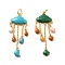 Rack Plating Brass Enamel Pendants, for Jewerly Making, with Jump Ring, Cadmium Free & Lead Free & Nickle Free, Real 18K Gold Plated, Cloud, Mixed Color, 38x14.5x2.5mm, Jump Ring: 5x0.5mm, Inner Diameter: 3.5mm