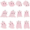 48Pcs 6 Styles Luminous Translucent Resin Pendants, with Platinum Tone Iron Loops, Cartoon Pig Charm, Glow in the Dark, Pink, 21.5~24.5x15.5~22x13~17.5mm, Hole: 2mm, 8pcs/style