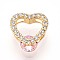Brass Micro Pave Cubic Zirconia Charms, Heart, Pink, 10x10x4mm, Hole: 5x2mm
