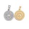 304 Stainless Steel Pendants, Flat Round with Heart, Mixed Color, 28.5x25x2.5mm, Hole: 11x5mm