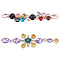 2Pcs 2 Style Glass Rhinestone Ornament Accessories, with Iron Findings, Mixed Color, 133~134x21~33x7~8mm, Hole: 2.8mm, 1pc/style