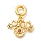 Brass Cubic Zirconia Boy & Flower & Girl European Dangle Charms, Large Hole Pendants, Cadmium Free & Nickel Free & Lead Free, Real 18K Gold Plated, 27mm, Hole: 5mm