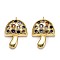 Autumn Theme Brass Micro Pave Cubic Zirconia Pendants, Long-Lasting Plated, Mushroom, Real 18K Gold Plated, 42x29x6.5mm, Hole: 2mm