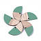 Resin & Wood Semi Circle Pendants, Half Round, Sea Green, 14x28x3~3.5mm, Hole: 2mm