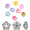 Mocha Style K9 Glass Rhinestone Cabochons, Pointed Back & Back Plated, Faceted, Plum Blossom, Mixed Color, 12x6mm