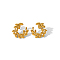 Fashionable New Chinese Style Wheat 304 Stainless Steel Stud Earrings for Women, Real 18K Gold Plated, 20.5x18.5mm