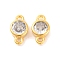Brass Pave Clear Cubic Zirconia Flat Round Links Connector Charms, Lead Free & Cadmium Free, Real 24K Gold Plated, 11x6x3mm, Hole: 1.2mm