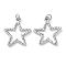 Eco-Friendly Rack Plating Brass Pendants, with Jump Ring, Long-Lasting Plated, Lead Free & Cadmium Free, Star Charms, Platinum, 22x20.5x2mm, Hole: 3mm
