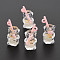 Imitation Bubble Tea/Boba Milk Tea Transparent Resin Pendants, Boba Polymer Clay inside, with Acrylic Cup and Gold Foil, Bear, Old Lace, 28.5~31.5x14x13mm, Hole: 1.8mm