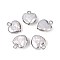 Baroque Natural Keshi Pearl Pendants, Heart Charms, with Brass Loops, Platinum, 13~15x11~12x3~5mm, Hole: 1.8mm