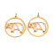 304 Stainless Steel Pendants, with Jump Rings, Laser Cut, Ring with Bear, Real 14K Gold Plated, 16.5x15x1mm, Jump Ring: 2.8x0.5mm, 1.8mm inner diameter
