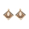 Rack Plating Alloy Enamel Pendants, Rhombus with Leaf Charm, Cadmium Free & Nickel Free & Lead Free, Coffee, 28x25x2mm, Hole: 1.5mm