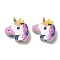 Wood  Beads, Unicorn, Colorful, 21x20.5x5mm, Hole: 2mm