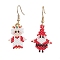 304 Stainless Steel Dangle Earrings, with Glass Seed Pendants, Santa Claus, For Christmas, Red, 40~44mm